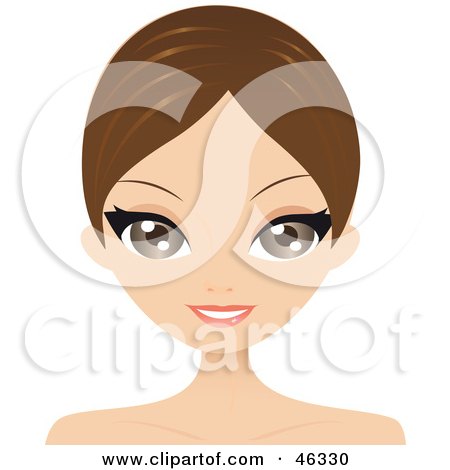 Royalty-Free (RF) Clipart Illustration of a Brunette Woman With Short Hair And Parted Bangs by Melisende Vector