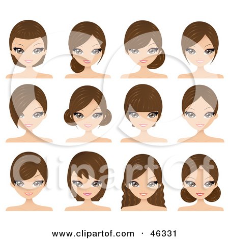 Royalty-Free (RF) Clipart Illustration of a Digital Collage Of A Woman Wearing Her Hair In Different Styles by Melisende Vector