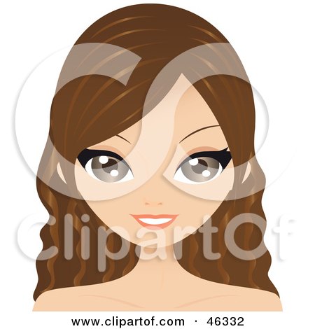 Royalty-Free (RF) Clipart Illustration of a Brunette Woman With Wavy Long Hair by Melisende Vector