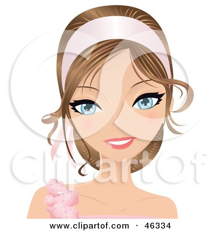 Royalty-Free (RF) Clipart Illustration of a Pretty Woman Wearing A Light Pink Head Band And Floral Accessories by Melisende Vector