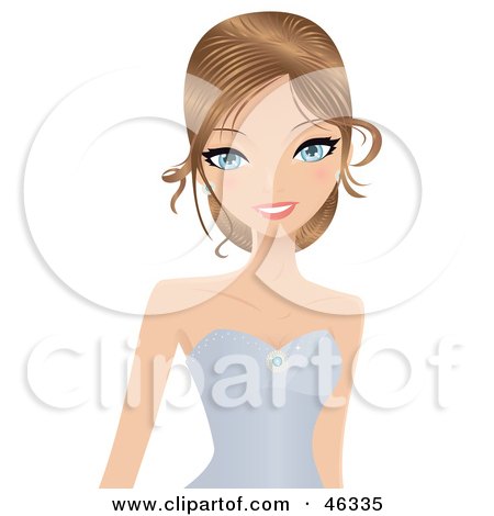 Royalty-Free (RF) Clipart Illustration of an Elegant Dirty Blond Caucasian Woman In A Blue Gown by Melisende Vector
