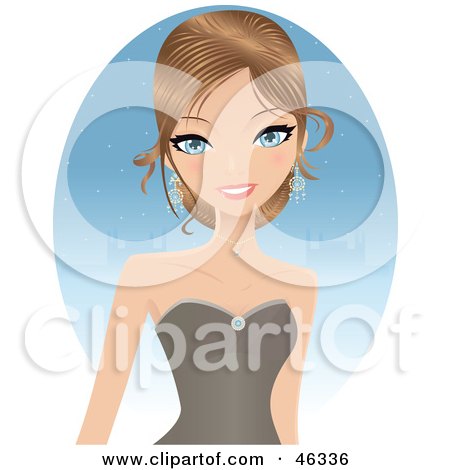 Royalty-Free (RF) Clipart Illustration of an Elegant Dirty Blond Caucasian Woman In A Prom Dress by Melisende Vector