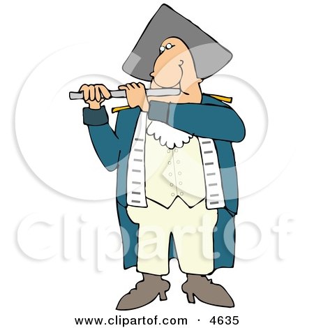 Revolutionary War Flutist Playing a Flute Clipart by djart