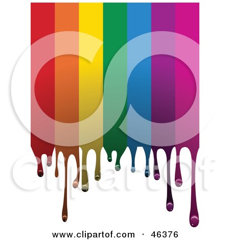 Royalty-Free (RF) Clipart Illustration of a Painted Rainbow Background With Drips On White by elaineitalia