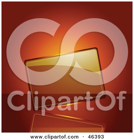 Royalty-Free (RF) Clipart Illustration of a Blank Transparent Glass Plaque On An Orange Background by elaineitalia