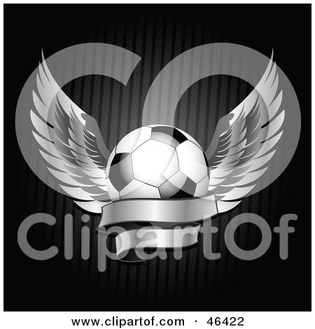Royalty-Free (RF) Clipart Illustration of a Winged Soccer Ball With A Blank Banner by elaineitalia