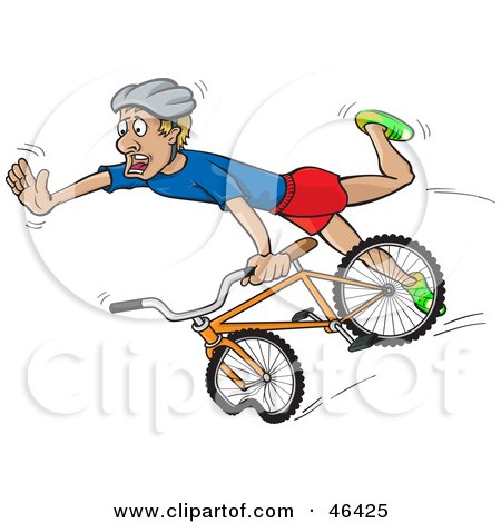 Royalty-Free (RF) Clipart Illustration of a Surprised Cyclists Bracing Himself For A Crash by Paulo Resende