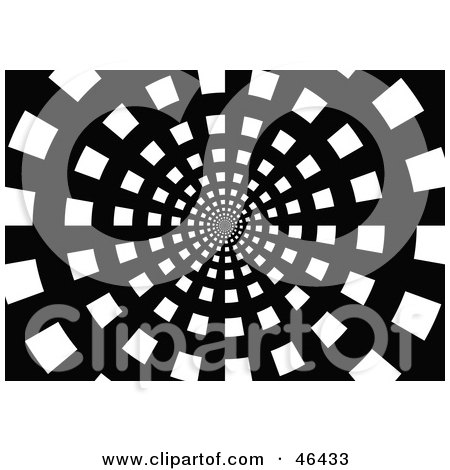 Royalty-Free (RF) Clipart Illustration of a Thick Black Tunnel With White Openings Leading Off Into The Distance by dero