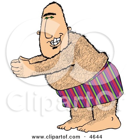 Overweight Hairy Man Going Swimming Clipart by djart