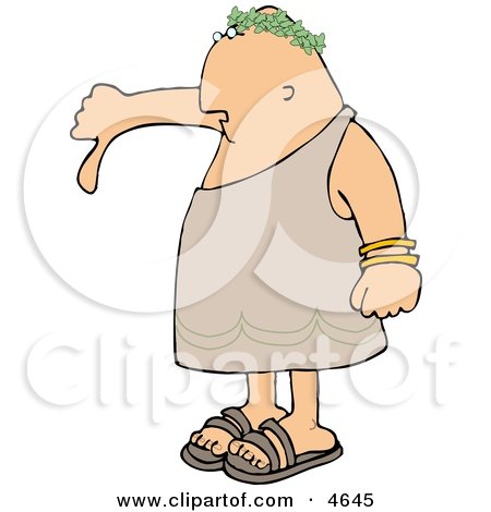 Disagreeing Emperor Pointing His Thumb Down Clipart by djart