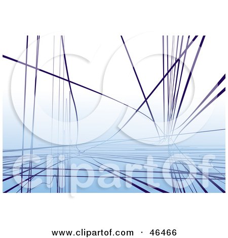 Royalty-Free (RF) Clipart Illustration of a Background Of Blue Cables, Strings Or Wires On Blue by Eugene