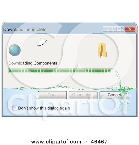 Royalty-Free (RF) Clipart Illustration of a Download Incomplete Computer Window Showing The Process Bar Running Water by Eugene