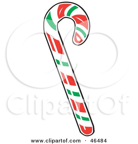 Royalty-Free (RF) Clipart Illustration of a Green Red And White Christmas Peppermint Candy Cane by David Rey