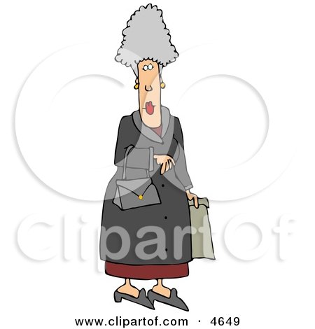 Elderly Woman Carrying a Purse and Shopping Bag Clipart by djart