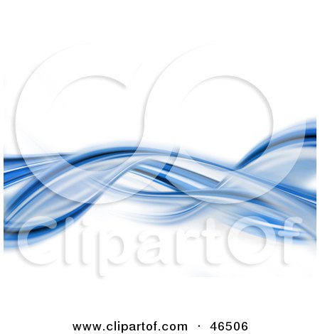 Royalty-Free (RF) Clipart Illustration of Wispy Blue Waves Swooshing Across A White Background by KJ Pargeter