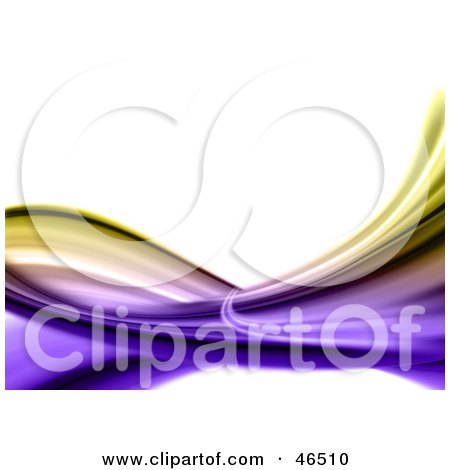 Royalty-Free (RF) Clipart Illustration of an Abstract Yellow And Purple Swooshy Wave On White by KJ Pargeter