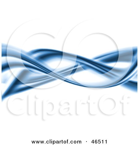 Royalty-Free (RF) Clipart Illustration of Thick Blue Waves Swooshing Across A White Background by KJ Pargeter