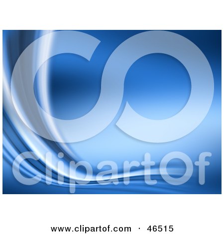 Royalty-Free (RF) Clipart Illustration of a Smooth Liquid Blue Wave Curving Along The Left And Bottom Edges Of A Background by KJ Pargeter