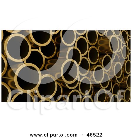 Royalty-Free (RF) Clipart Illustration of a Stack Of 3d Copper Pipes by KJ Pargeter