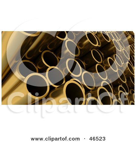 Royalty-Free (RF) Clipart Illustration of Stacked 3d Copper Pipes by KJ Pargeter