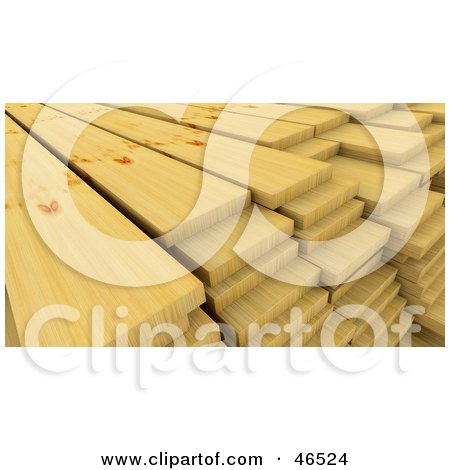 Royalty-Free (RF) Clipart Illustration of 3d Pine Wood Planks Stacked In A Lumber Yard by KJ Pargeter