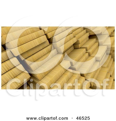 Royalty-Free (RF) Clipart Illustration of Stacked 3d Pine Wood Planks by KJ Pargeter