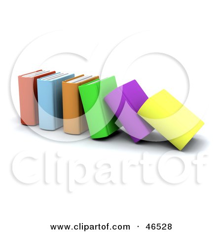 Royalty-Free (RF) Clipart Illustration of a Row Of Collapsing Colorful 3d Books by KJ Pargeter
