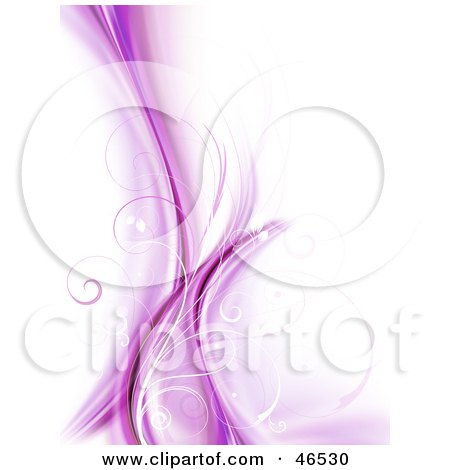 Royalty-Free (RF) Clipart Illustration of a Purple Vine Background With Curly Tendrils On White by KJ Pargeter