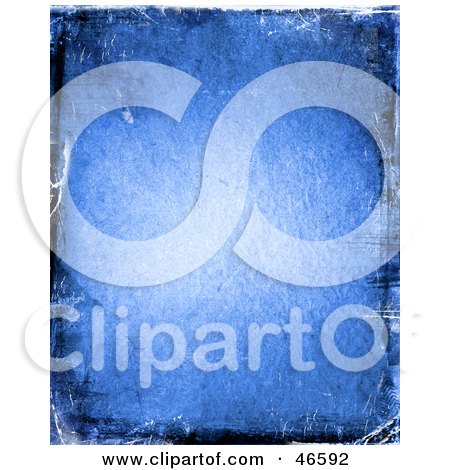 Royalty-Free (RF) Clipart Illustration of a Blue Grunge Textured Background With A Darker Border by KJ Pargeter