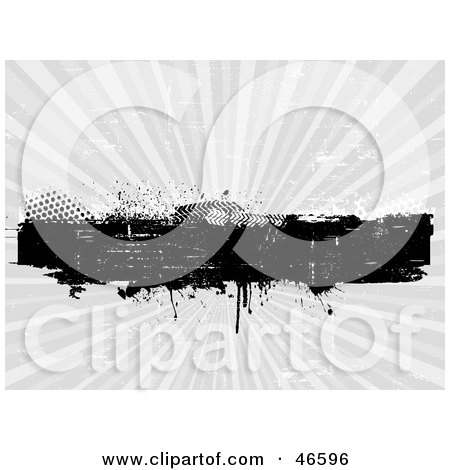 Royalty-Free (RF) Clipart Illustration of a Dripping Grunge Text Box On A Bursting Gray Background by KJ Pargeter