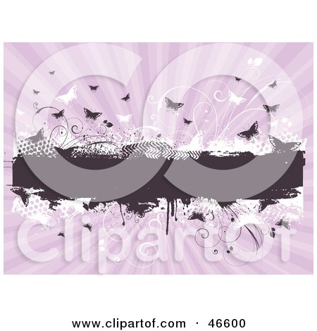 Royalty-Free (RF) Clipart Illustration of a Purple Burst Butterfly Background With A Text Box by KJ Pargeter