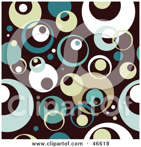 Royalty-Free (RF) Clipart Illustration of a Retro Styled Teal, Beige And White Circle Background On Brown by KJ Pargeter