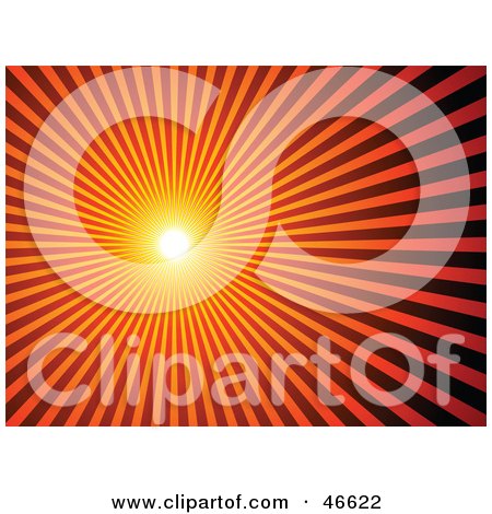Royalty-Free (RF) Clipart Illustration of a Dark Orange Sunset Burst Background by KJ Pargeter