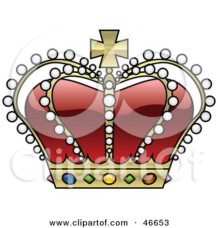 Clipart Illustration of a Beaded Red Royal King's Crown With Jewels by dero