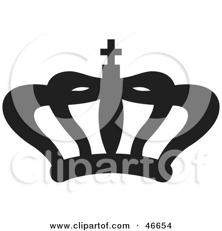 Clipart Illustration of a Black Balloon Herald Crown With A Cross by dero