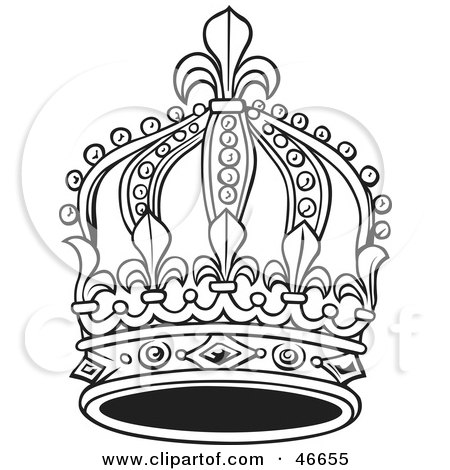 Clipart Illustration of a Tall Black And White King Crown by dero