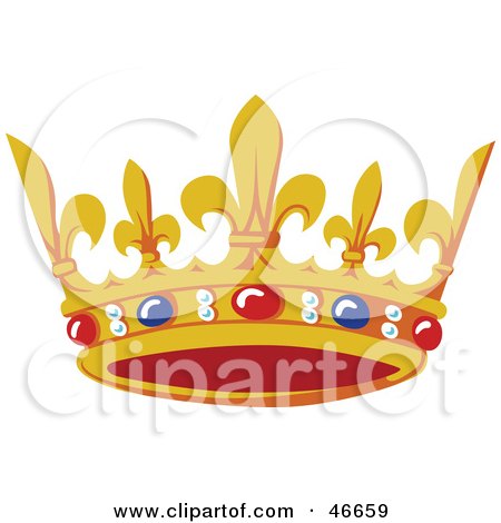 Clipart Illustration of a Ruby, Sapphire And Pearl Adorned King's Crown by dero