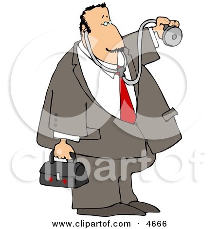 House Call Doctor with a Medical Bag and Stethoscope Clipart by djart