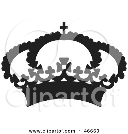 Clipart Illustration of a Black Balloon Herald Crown With A Crucifix by dero