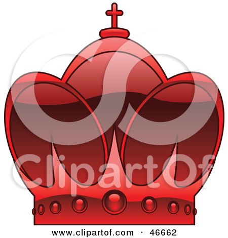 Clipart Illustration of a Red Arched King's Crown With A Cross by dero
