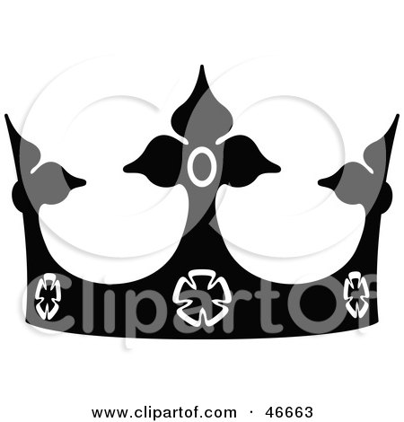 Clipart Illustration of a Black Royal Head Crown by dero