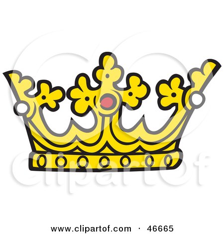 Clipart Illustration of a Golden King's Crown With Rubies And Pearls by dero