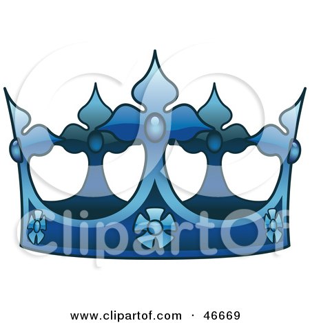 Clipart Illustration of an Ornate Blue King's Crown by dero