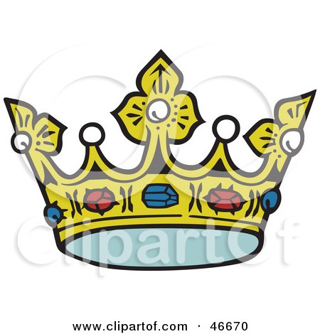 Clipart Illustration of a King's Crown Adorned With Pearls, Rubies And Sapphires by dero