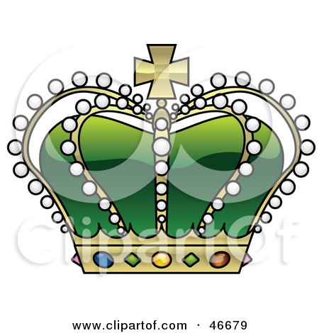 Clipart Illustration of a Beaded Green Royal King's Crown With Jewels by dero