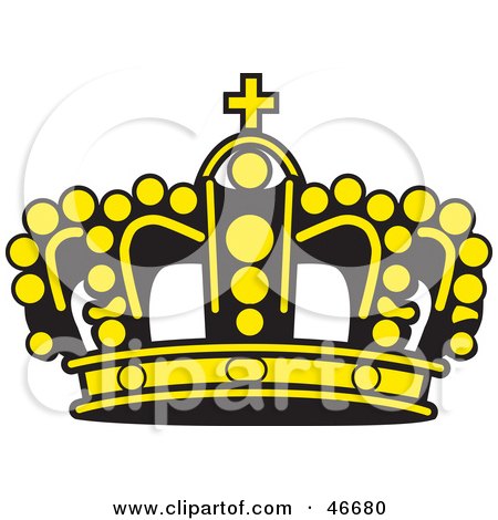 Clipart Illustration of a Yellow Beaded King's Crown With A Black Base by dero