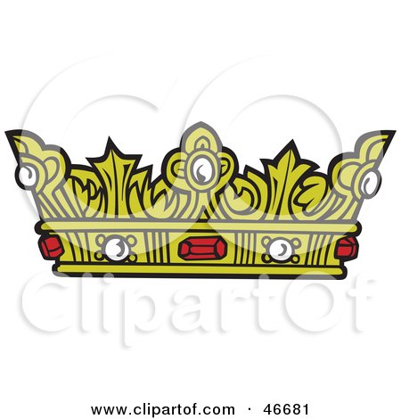 Clipart Illustration of a Royal Gold King's Crown With Rubies by dero