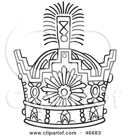 Clipart Illustration of a Tribal Black And White Crown by dero