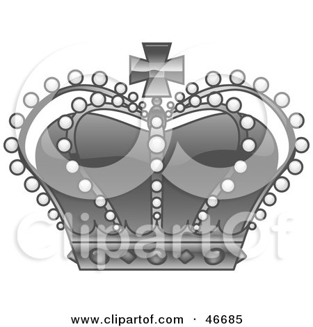 Clipart Illustration of a Beaded Gray Royal King's Crown With Jewels by dero
