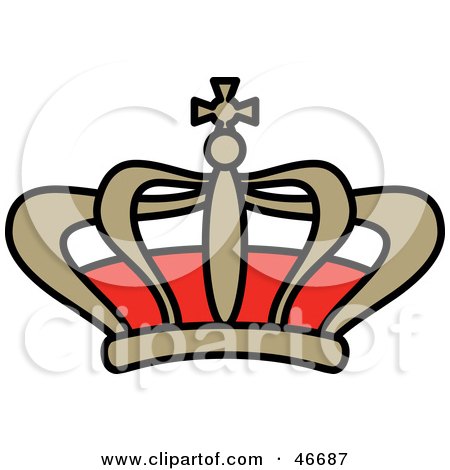 Clipart Illustration of an Arch Styled Red And Brown King's Crown by dero